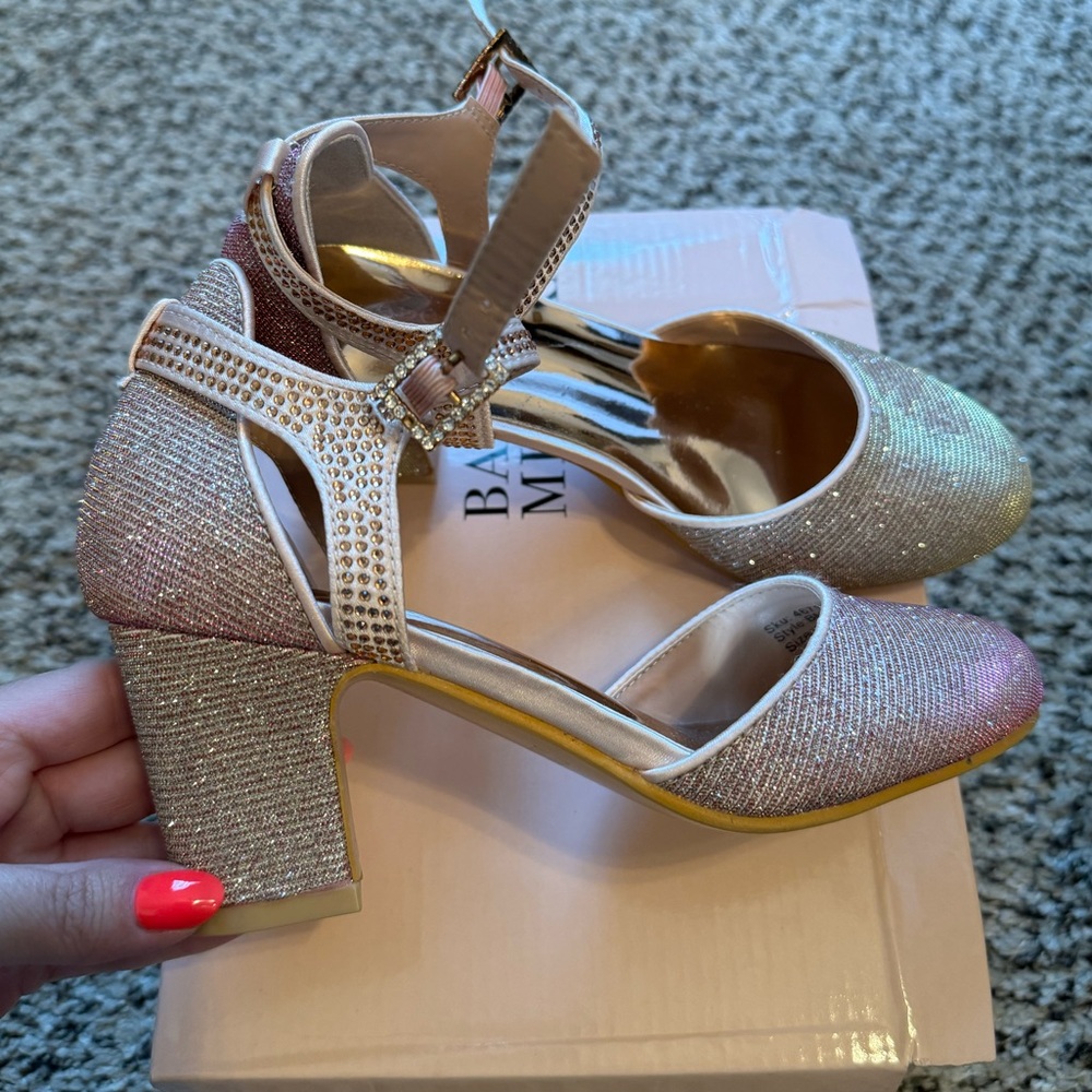 Worn once, size 2 Badgley Mischka girls heels